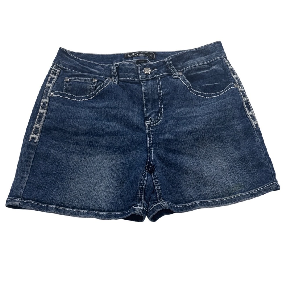 Y2K Cato Premium Rhinestone Sequin Embroidered Denim Shorts Women's Size 8